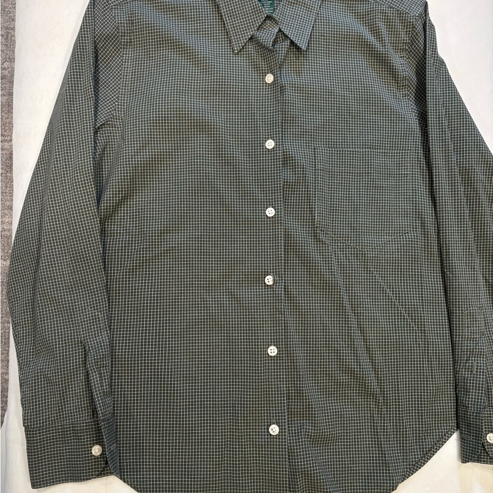 Lauren Ralph Lauren Long Sleeve Green & White Check Shirt Women’s Sz 14